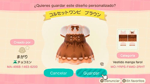 Diseño de vestido Animal Crossing: New Horizons