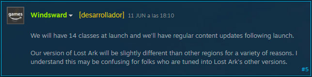 ¿Van a salir todas las clases de Lost Ark en el lanzamiento en EU/NA?